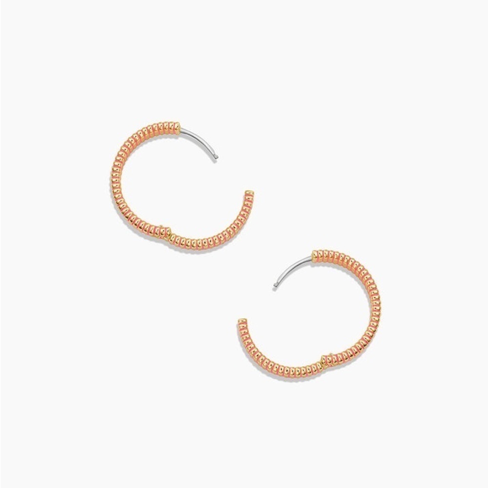Gorjana New 18k Gold Plated Brass Catalina Enamel Hoops Pink - Picture 2 of 5